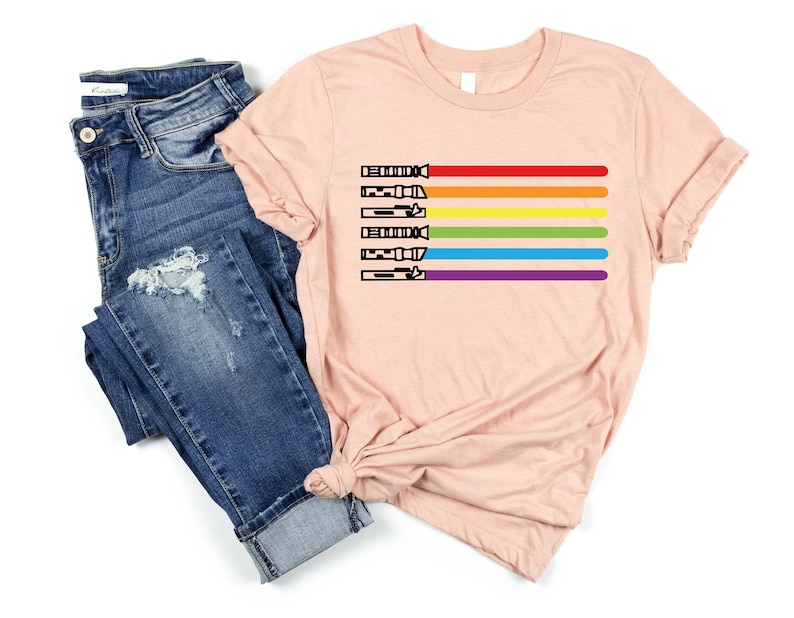 Rainbow Lightsaber Shirt, Pride Shirt, Pride Rainbow Shirt, Love is Love Shirt, Equality Shirt, Rainbow Pride Gift, LGBT Pride Gift Shirt image 2