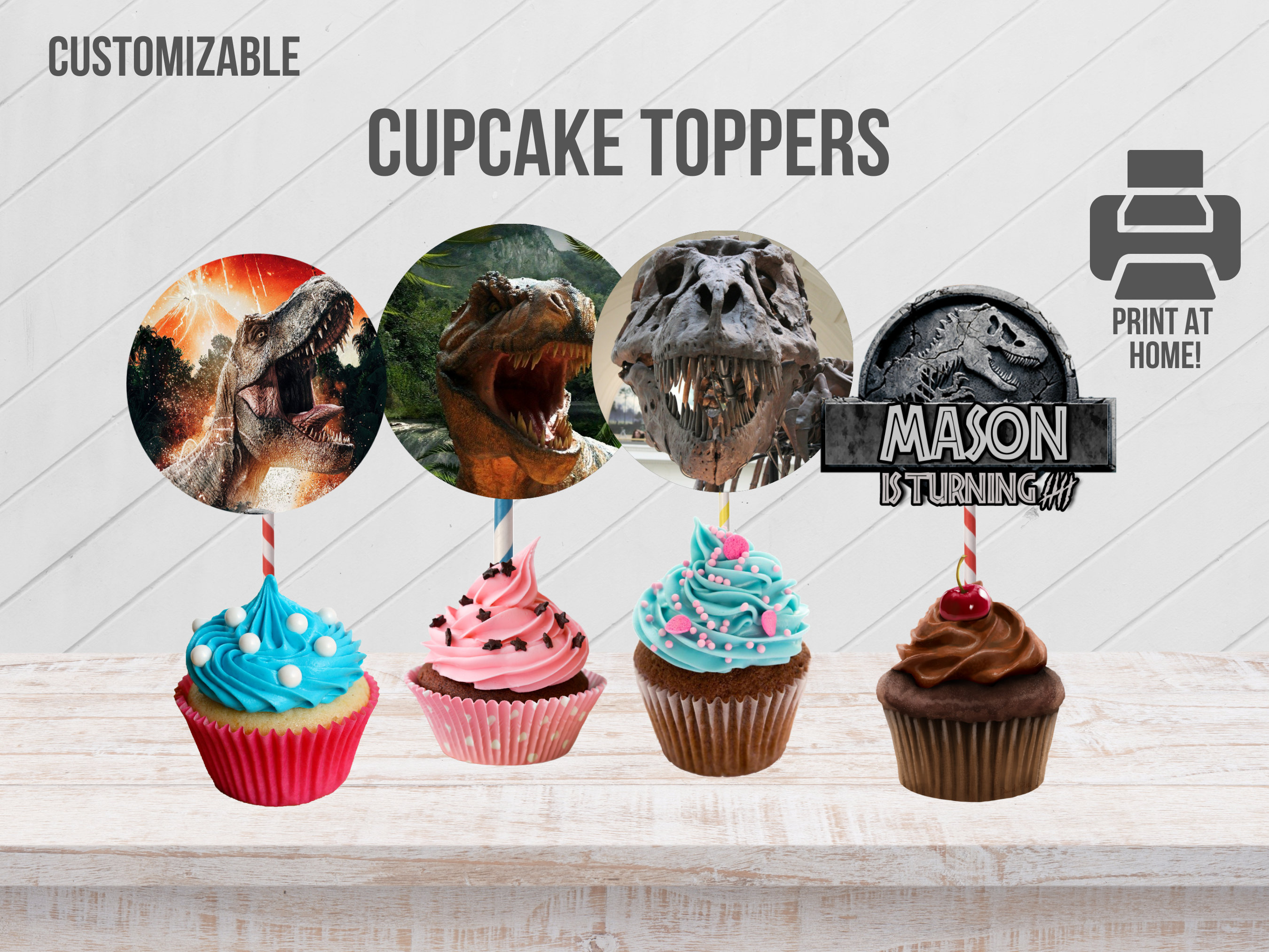 Jurassic World Cupcake Toppers Set Digital Etsy Festa 071