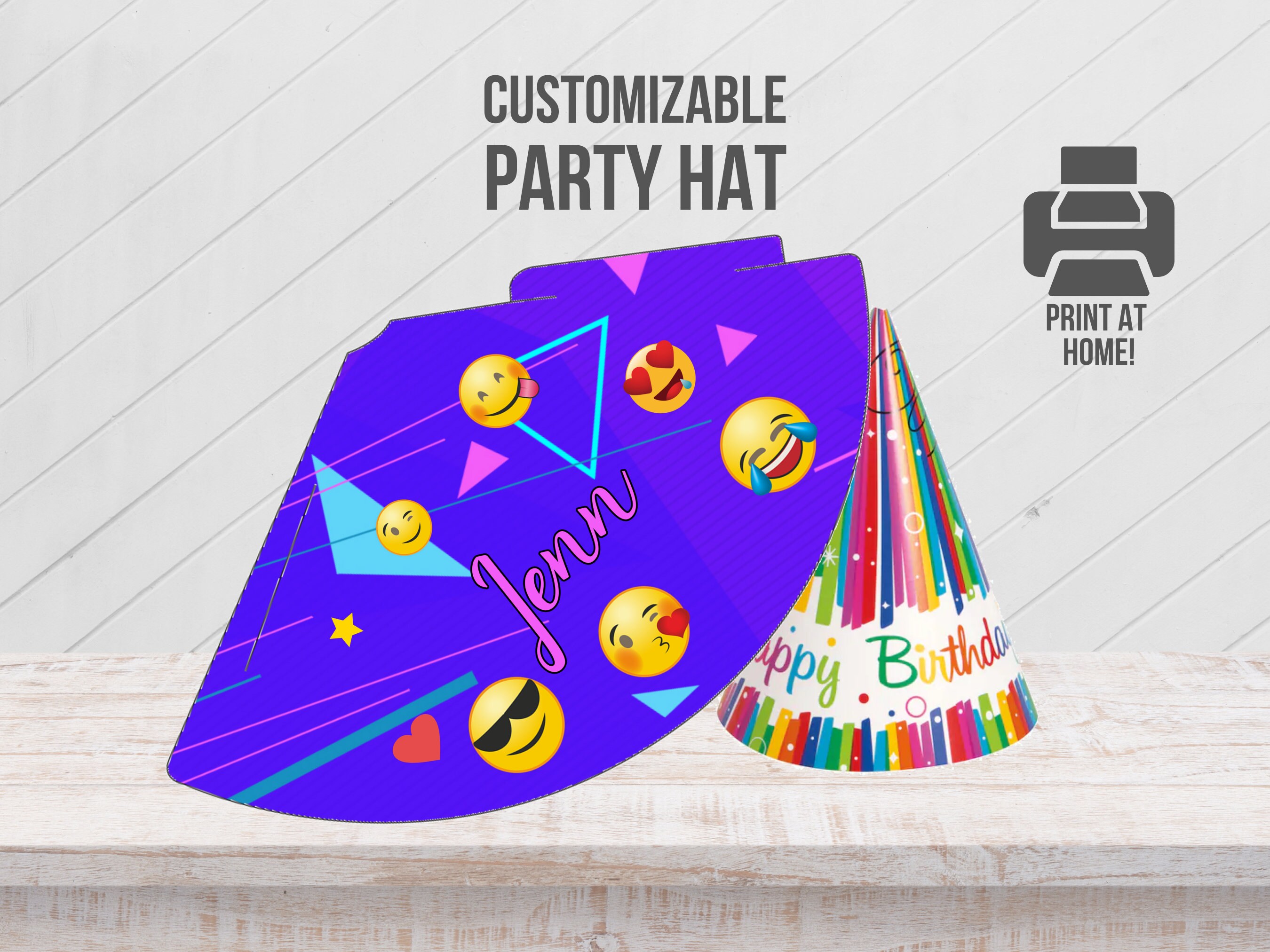 Party Hat Emoji Birthday Supplies Emoji Printables Birthday Etsy Canada