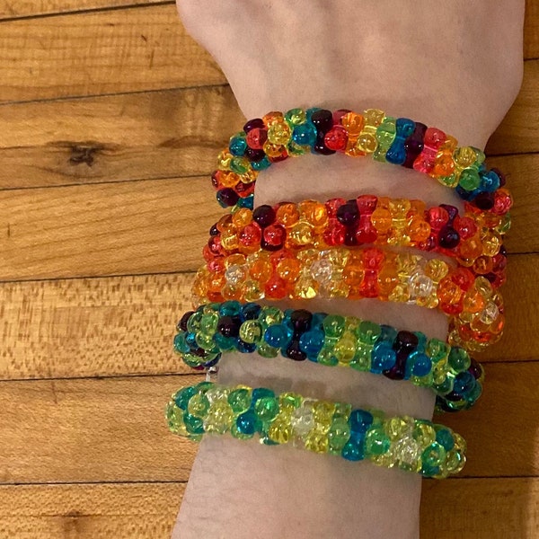 Day Glow Tri-bead Beaded Bracelets