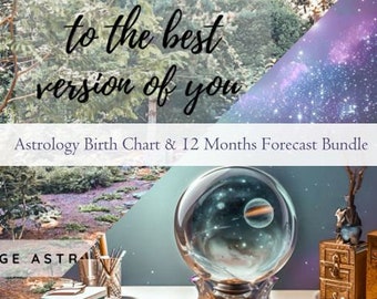 Astrology Bundle: Personalized Birth Chart + 12 Month Forecast | 80+ Pages | Natal Chart + Transit Report | PDF Digital Download