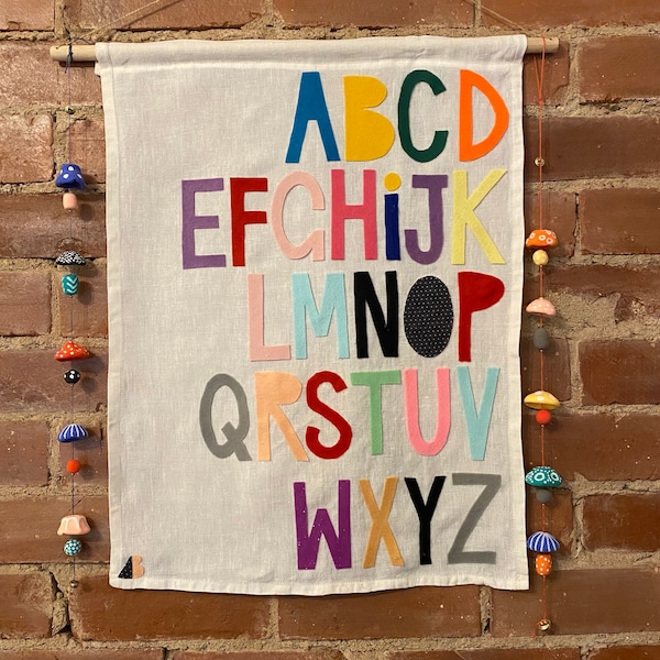 Alphabet Wall Hanging on Linen