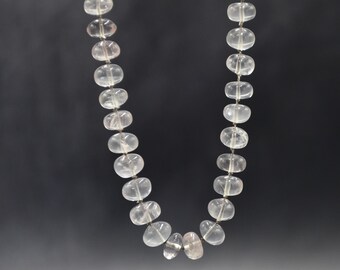 Rose Quartz Beaded Necklace: 14k Solid Yellow Gold, 21 inch