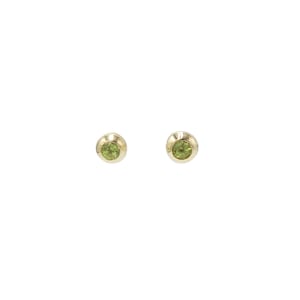 14k Solid Yellow Gold Peridot Stud Earrings August Birthstone