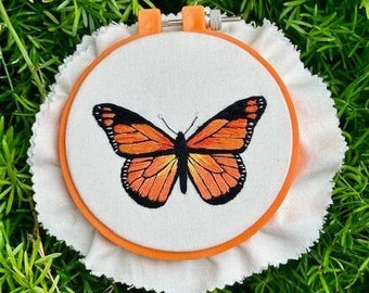 Padrão de bordado de borboleta monarca laranja. SOMENTE DOWNLOAD DIGITAL. Padrão de 4".