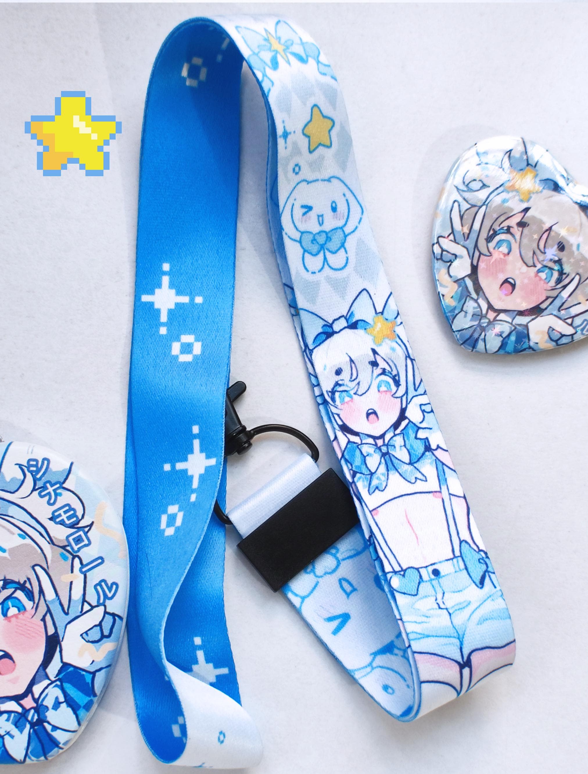 Lanyard pocket mirror heart pin button cinnamon rolls kawaii cute gay BL accesories harajuku