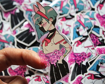 Pink Goo oni girl vinyl sticker