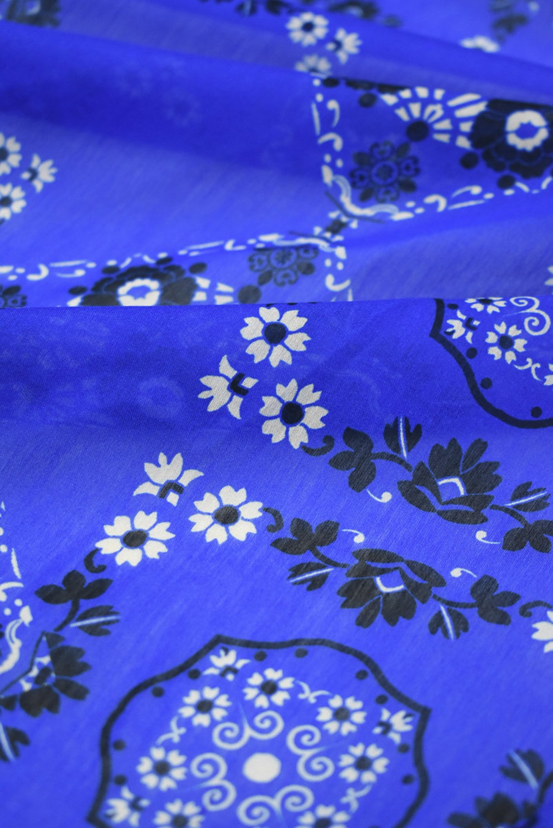 Cambric cotton fabric. Cambric Silk fabric. Cambric blue Etsy