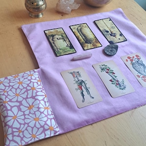 Pochette tarot / pochette de tirage nomade / tapis de tirage tarot, cartes, oracle en velours / tapis de tirage nomade / autel