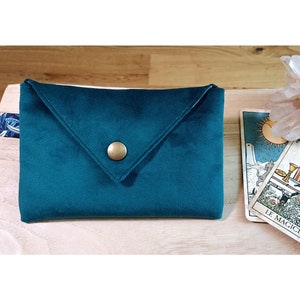 Pochette tarot, cartes, oracle, jeu en velours bleu