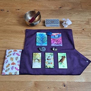 Pochette tarot / pochette oracle / tapis de tirage tarot, cartes, oracle en velours / tapis de tirage nomade / autel