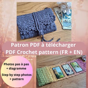 Schema per marsupio all'uncinetto per tarocchi e oracoli in PDF in francese e inglese / Marsupio "Pondichéry"