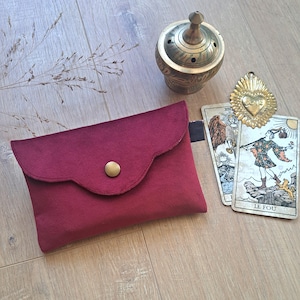 Pochette tarot, cartes, oracle, jeu en velours rouge