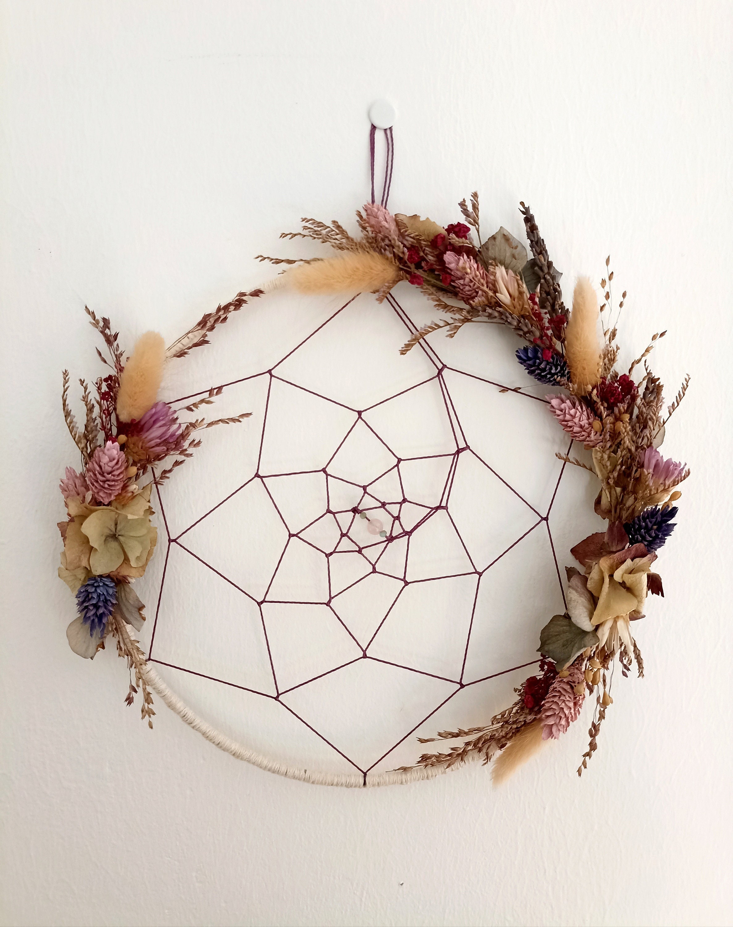 Couronne de Fleurs Séchées Façon Attrape Rêve