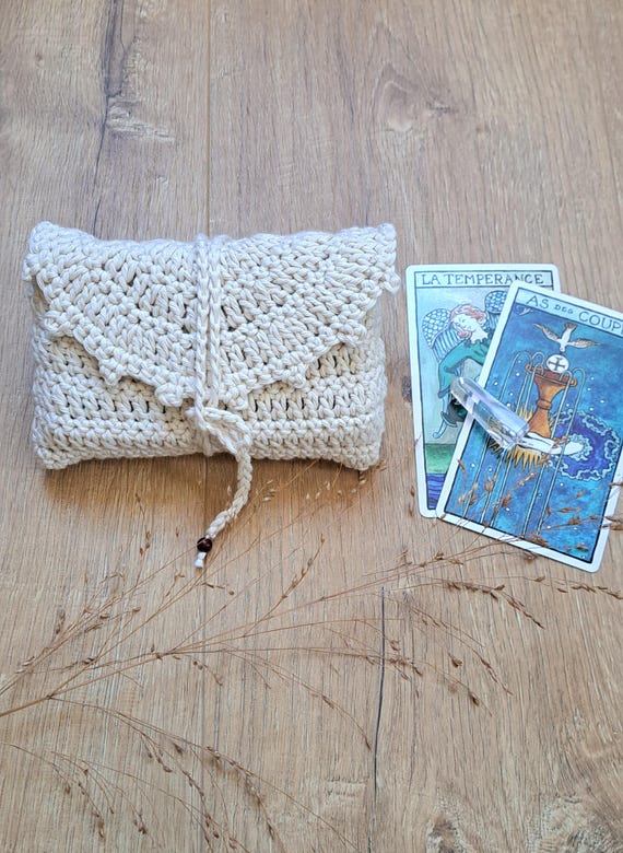 Pochette tarot au crochet "Jaipur", pochette oracle au crochet