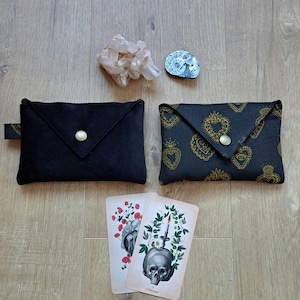 Pochette tarot, cartes, oracle, jeux velours noir