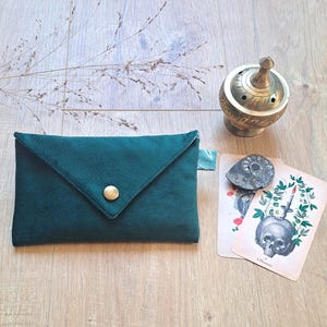 Pochette tarot, cartes, oracle, jeux velours vert