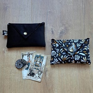 Pochette tarot, cartes, oracle, jeux velours noir