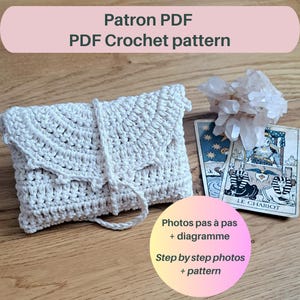 "Jaipur" crochet tarot card pouch pattern (PDF, French and English)