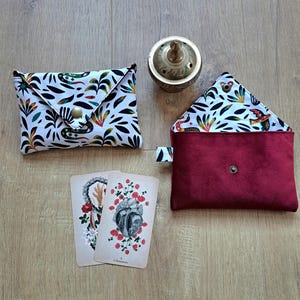 Pochette tarot, cartes, oracle, jeu interieur velours rouge