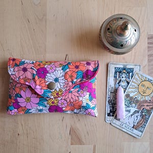 Pochette tarot, cartes, oracle, jeu velours rose