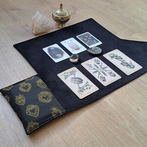 Pochette tarot / pochette oracle / tapis de tirage tarot, cartes, oracle en velours / tapis de tirage nomade / autel