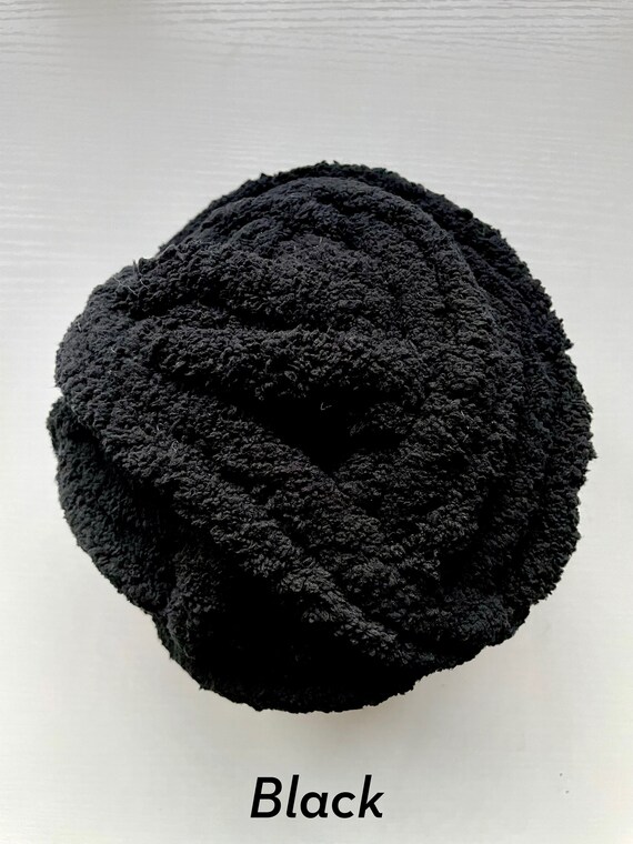 Chunky Yarn, Chunky Chenille Yarn, Arm Knit Yarn, Black Yarn, Make Your Own  Blanket, DIY Yarn 