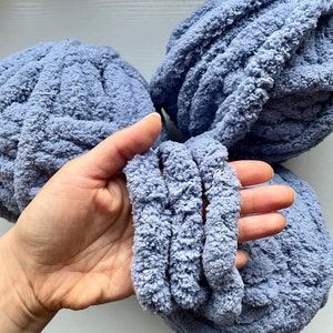 Chunky Yarn Chunky Chenille Yarn Arm Knit Yarn Blue Yarn Make Your Own Blanket DIY Yarn Etsy