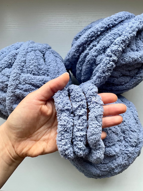 Soft Gray Chenille Yarn Bundle - Ideal for Arm Knitting Handmade Blankets &  Crafts