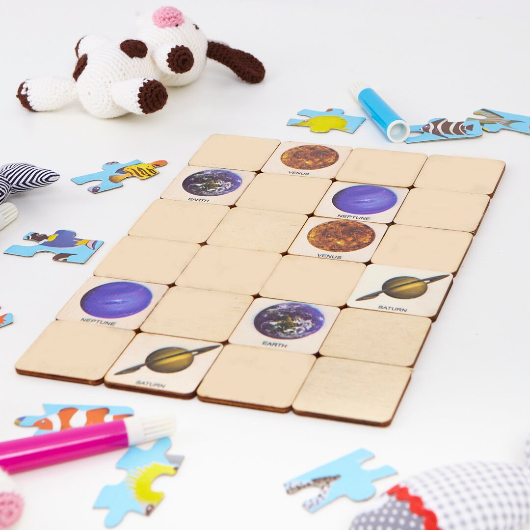 Planets 24 Matching Montessori Cards Montessori Wooden Memory - Etsy