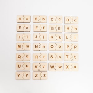 Wooden Alphabet Puzzle, Montessori-Wood Uppercase & Lowercase Matching Puzzle,Alphabet Set for Homeschool and Classroom Learning
