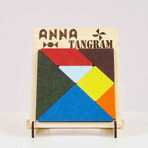 JUGUETE EDUCATIVO DE MADERA Tangram personalizado, 7 piezas de madera y 116 tarjetas, rompecabezas de fieltro de madera, juegos infantiles, juguetes educativos de aprendizaje, juego mental