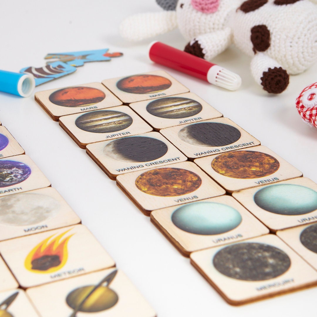 Planets 24 Matching Montessori Cards, Montessori Wooden Memory Game ...