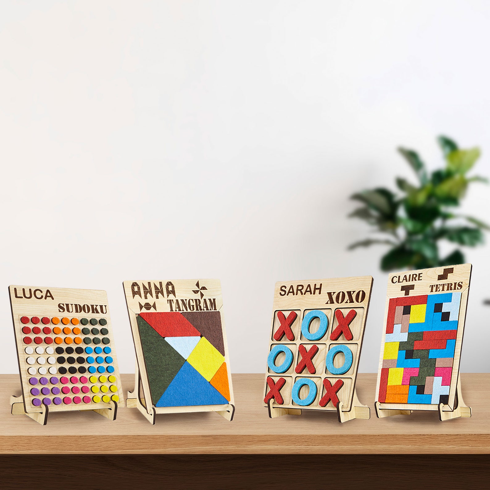 Educational Wooden Toy Custom 4 Mind Games in One, Tangram,sudoku