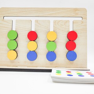 Juego de juguetes Montessori de madera colorido, 25 tarjetas, actividad educativa de aprendizaje preescolar, juego de combinación de colores para niños, materiales duraderos y seguros para niños