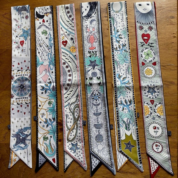 Tarot long Skinny Scarf, Neck Scarf, Hair scarf, scarf for bags, Wrist Scarf, 100cm*6cm