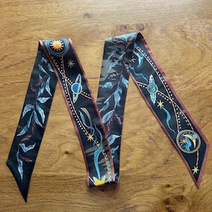 Mulberry Silk Skinny Scarf: Under Sea, Tree, Phoenix Design