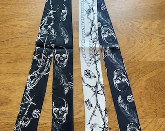 100% Mulberry heavy Silk  Scarf, Geometric, Chain, Skull Scarves, Scarf for bags, long skinny scarf, designer scarf, belt, 120cm*5.5c m