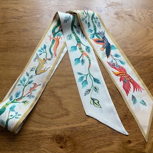 Mulberry Silk Skinny Scarf: Under Sea, Tree, Phoenix Design