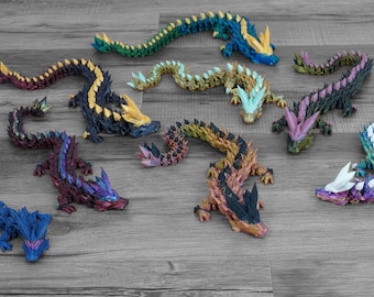 Articulated Crystal Dragon: 3D Printed Fidget Toy, Eco-Friendly PLA