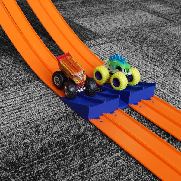 USA Made 4-Lane Jump Compatible with 1/64 Scale Monster Trucks and Hot Wheels - Eco-Friendly PLA Plastic Toy Track Accessory