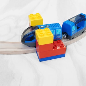 Wooden Train to Duplo Build plate | Custom Wooden train station | Brio extension | Birthday Gift Idea | Custom Toy | Ikea | Imaginarium