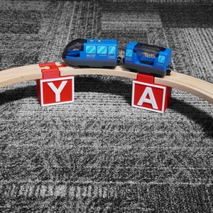 Personalized Wooden Train Track Bridge Set - Customizable, Eco-Friendly Cubed Letter Bridge for Kids