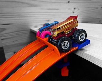 Puerta de salida de cuatro carriles/Puerta de salida de Monster Truck/Compatible con Hot Wheels y Matchbox Cars y Track