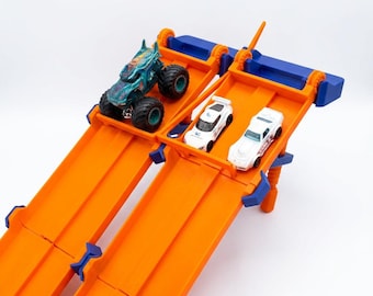 Hot Wheels & Monster Jam 1/64 Rampe, Tischklemme, 4-spurig, umweltfreundliches 3D-gedrucktes, in den USA hergestelltes Spielzeugautozubehör