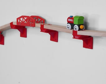 Soportes de pared para vías de tren de madera ecológicos: compatibles con Brio, Thomas e Ikea