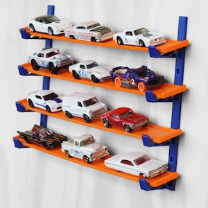 Custom Toy Car Display | Storage Shelf - Lightweight Car Display Rack - Compatible with Hot Wheels and Matchbox Cars and Track