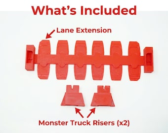 6 Lane Finish Line Extender with Monster Truck Risers: Hot Wheels & Matchbox Compatible