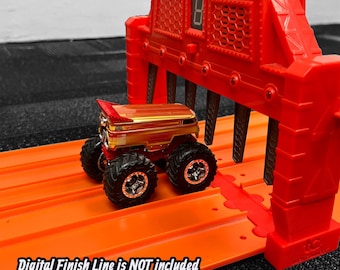 Super 6 Lane Finish Line Extender with Monster Truck Risers: Hot Wheels & Matchbox Compatible