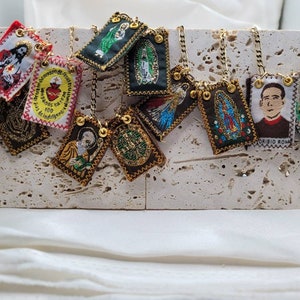 Scapular 18k gold filled necklace, different Saints to choose